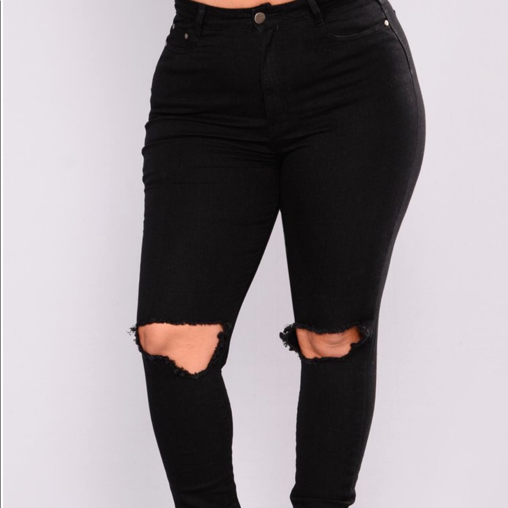 Fashion Nova Black Ripped Jeans